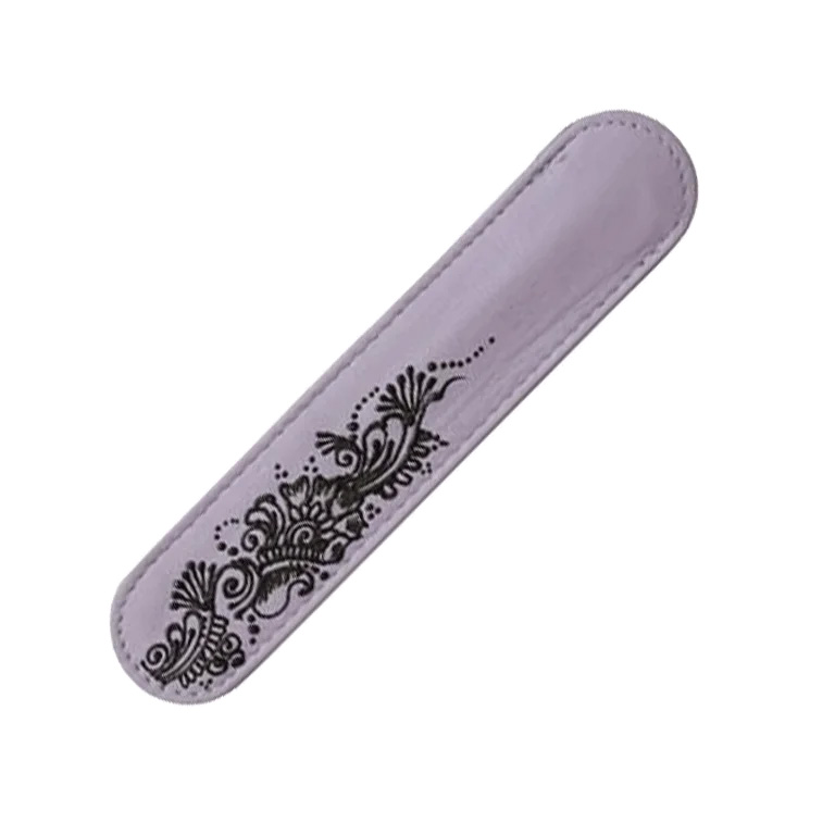 LARGE LILAC LEATHER PEN CASE WITH HENNA DESIGN
