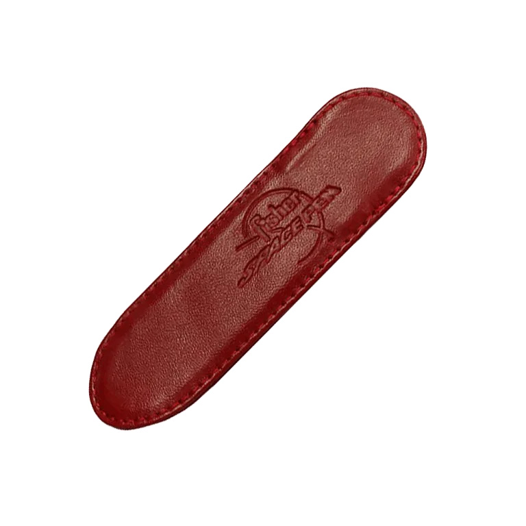 SMALL RED LEATHER PEN CASE WITH FISHER LOGO