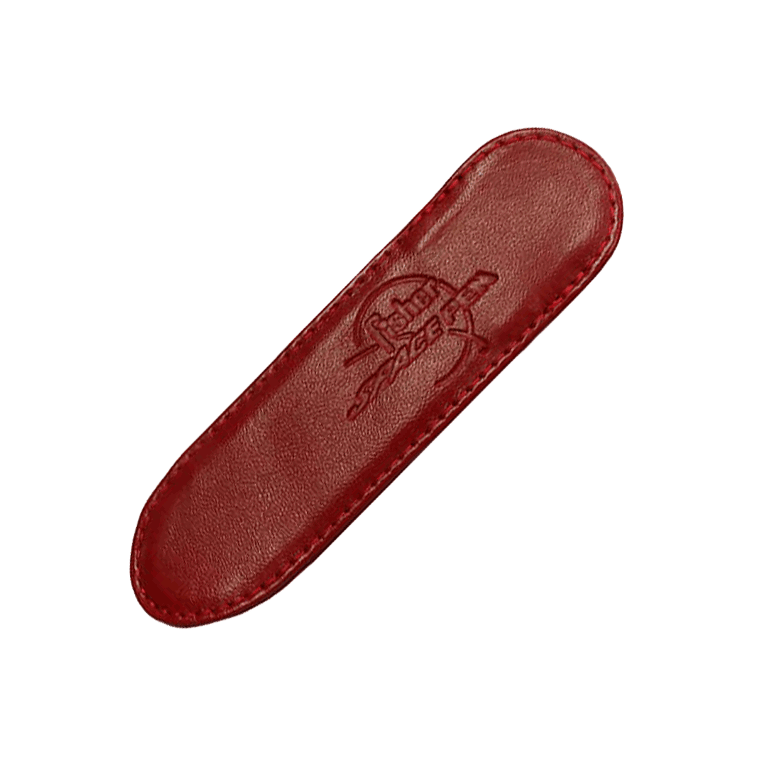SMALL RED LEATHER PEN CASE WITH FISHER LOGO
