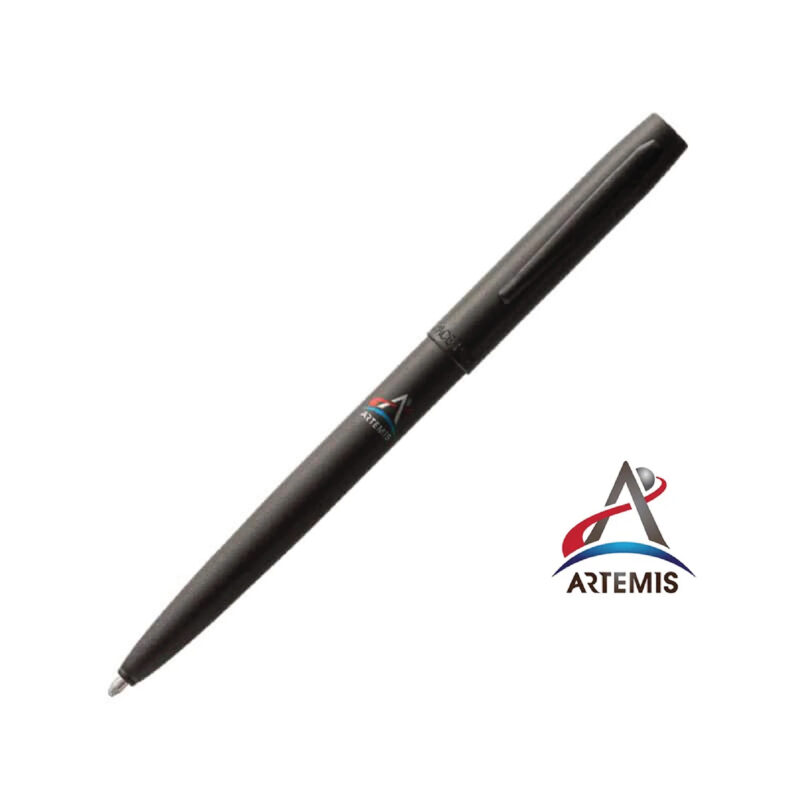 MATTE BLACK CAP-O-MATIC SPACE PEN WITH FOUR COLOUR ARTEMIS LOGO - fm4b-art4