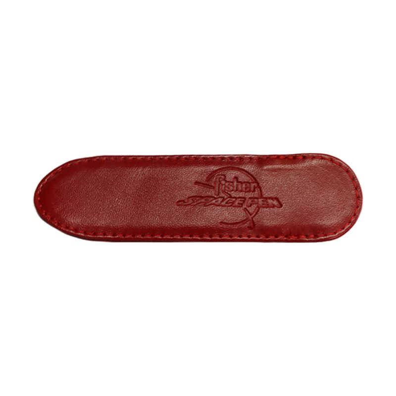 SMALL RED LEATHER PEN CASE WITH FISHER LOGO