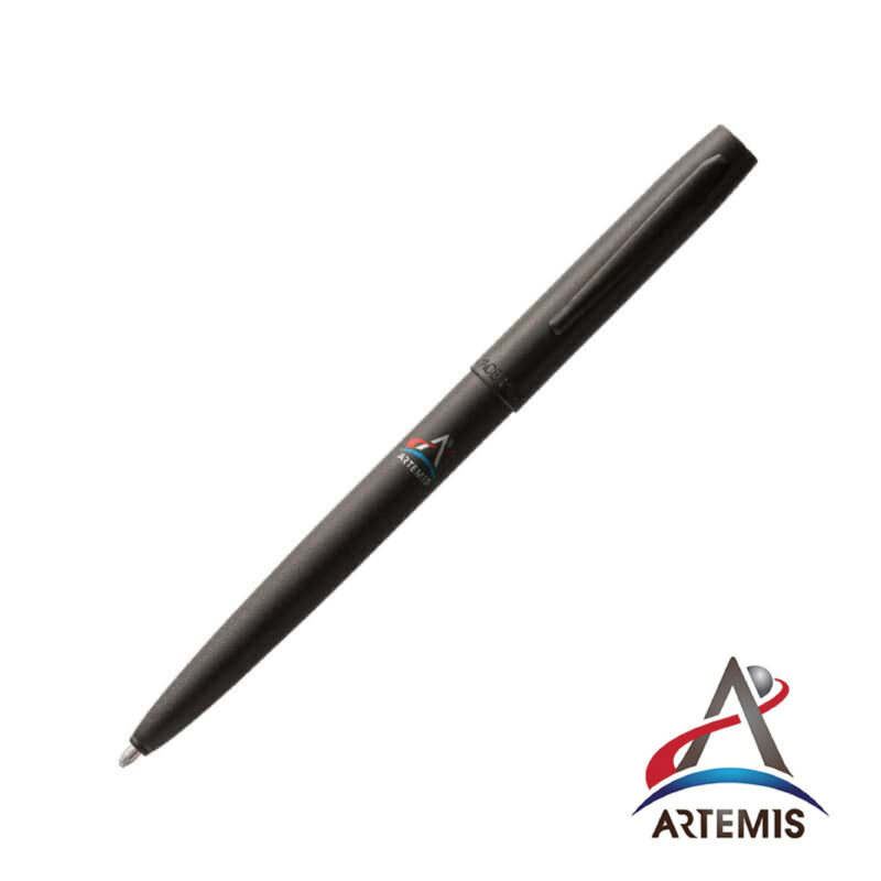 MATTE BLACK CAP-O-MATIC SPACE PEN WITH FOUR COLOUR ARTEMIS LOGO - fm4b-art4