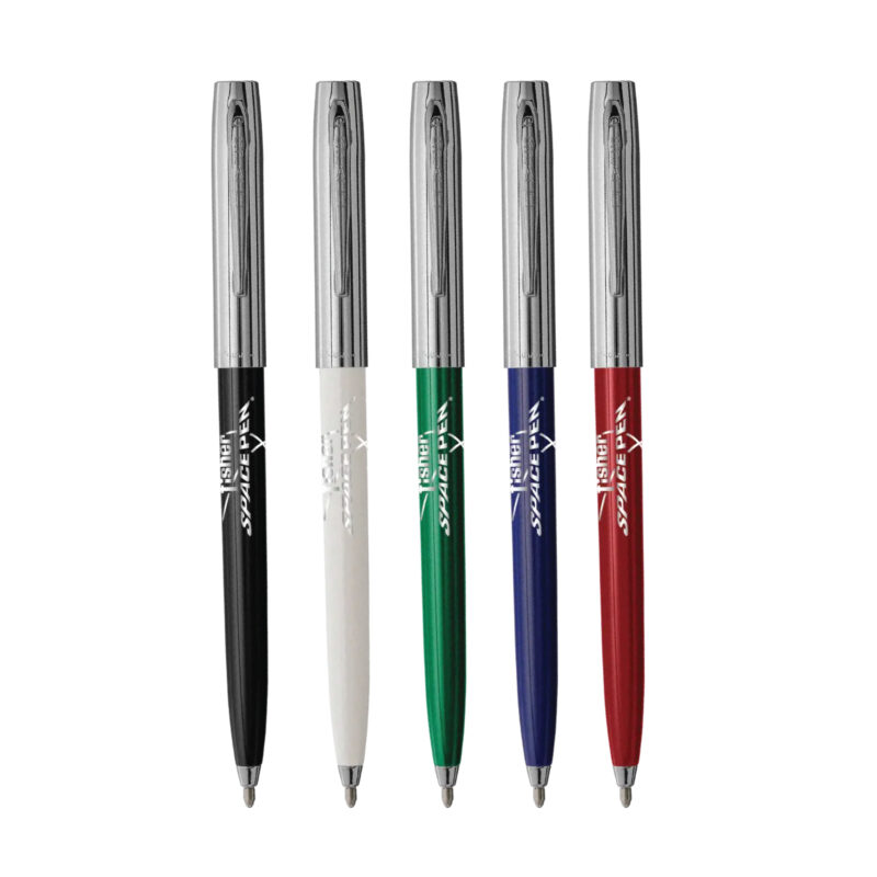 CAP-O-MATIC - CHROME CAP-O-MATIC SPACE PEN, FISHER SPACE PEN LOGO (BLACK, BLUE, WHITE, GREEN, RED)