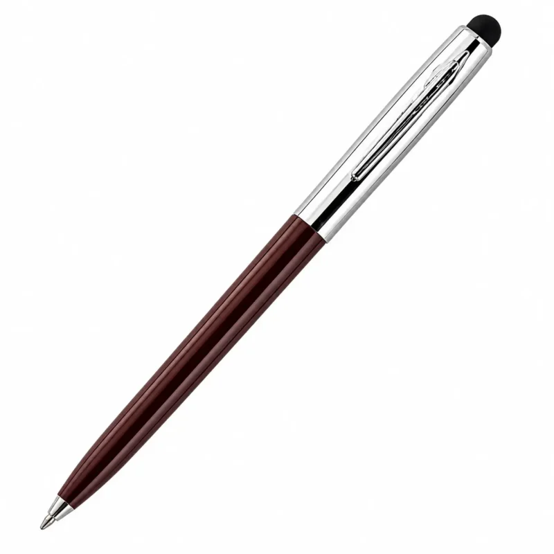 CAP-O-MATIC – CHROME CAP PLASTIC BARREL WITH RUBBER STYLUS (BLACK, RED, YELLOW, BLUE, GREEN, BURGUNDY)