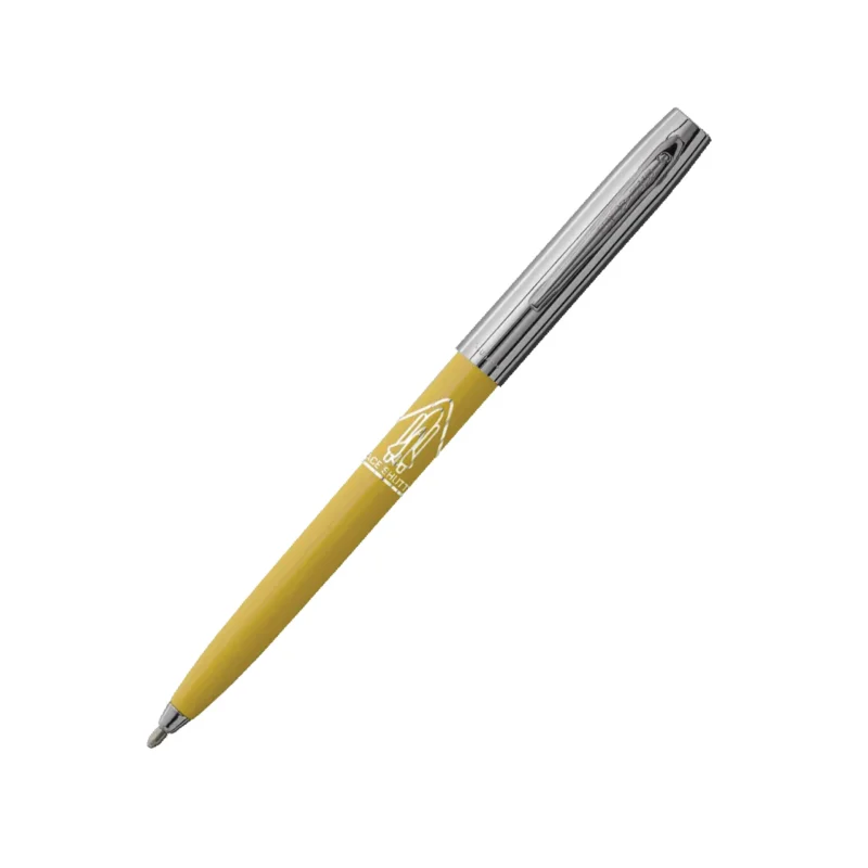 MY FIRST FISHER SPACE PEN - YELLOW & CHROME CAP-O-MATIC WITH SHUTTLE IMPRINT – BOXED