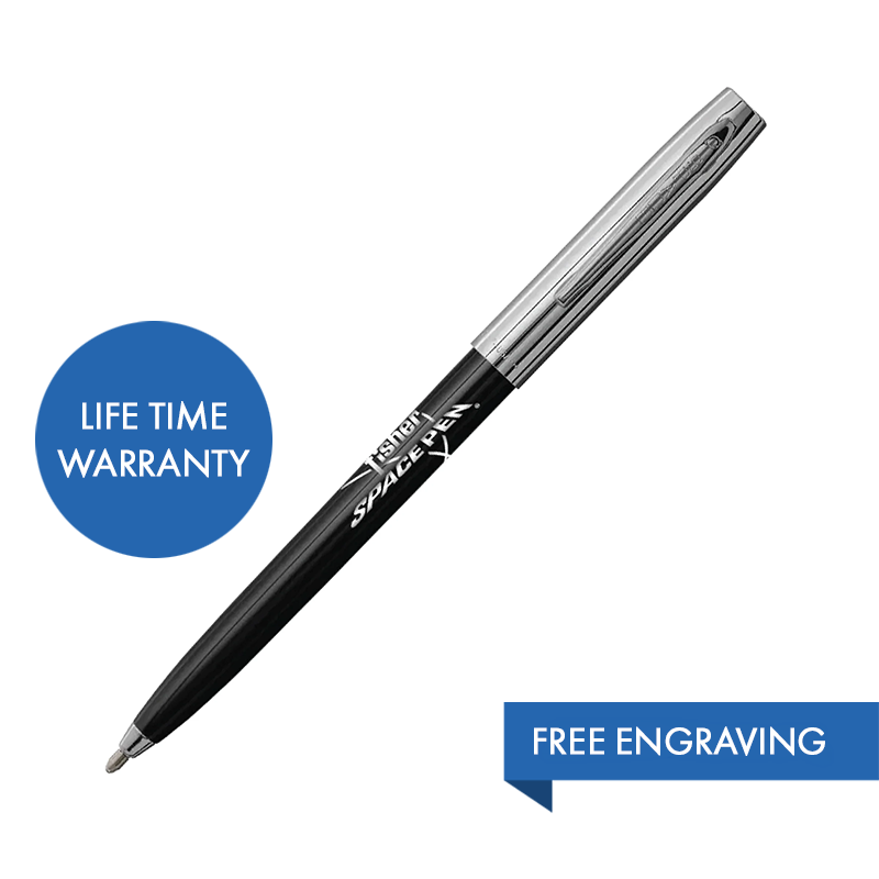 MY FIRST FISHER SPACE PEN - BLACK & CHROME CAP-O-MATIC WITH FISHER SPACE PEN LOGO – BOXED
