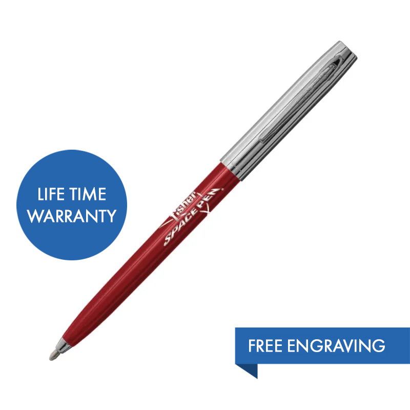 MY FIRST FISHER SPACE PEN - RED & CHROME CAP-O-MATIC WITH FISHER SPACE PEN LOGO – BOXED