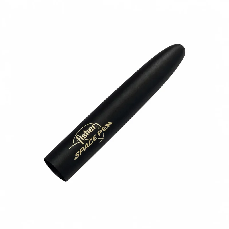 BULLET SPACE PEN – BLACK LASER ENGRAVED FISHER LOGO CAP– f400b/fsp-cap